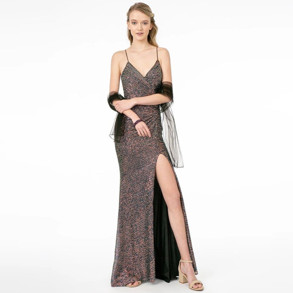 GLS Collective GL1813 Iridescent Purple Blue Special Occasion Dress